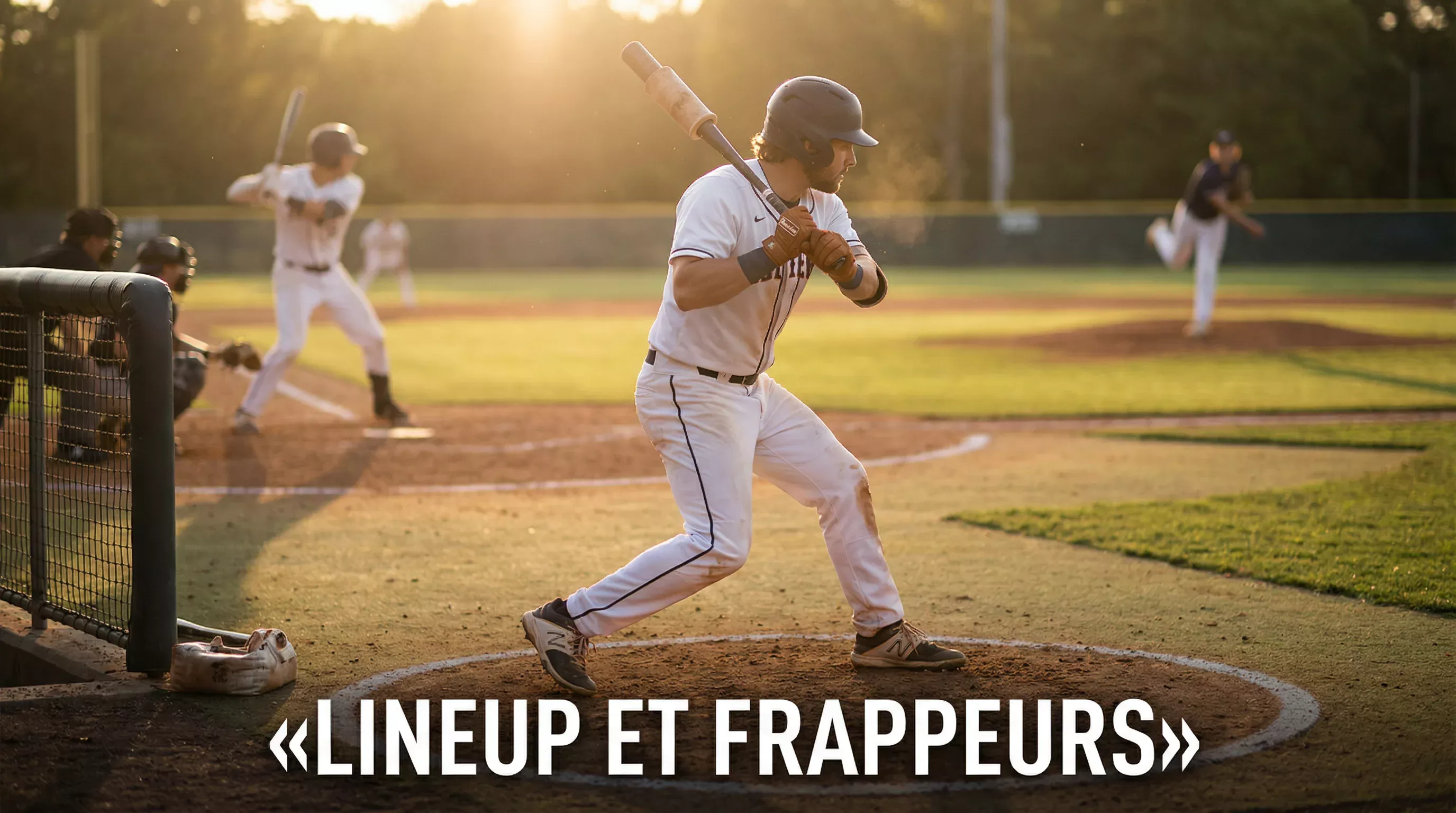 Frappeur de baseball MLB concentré dans le cercle d'attente avec sa batte