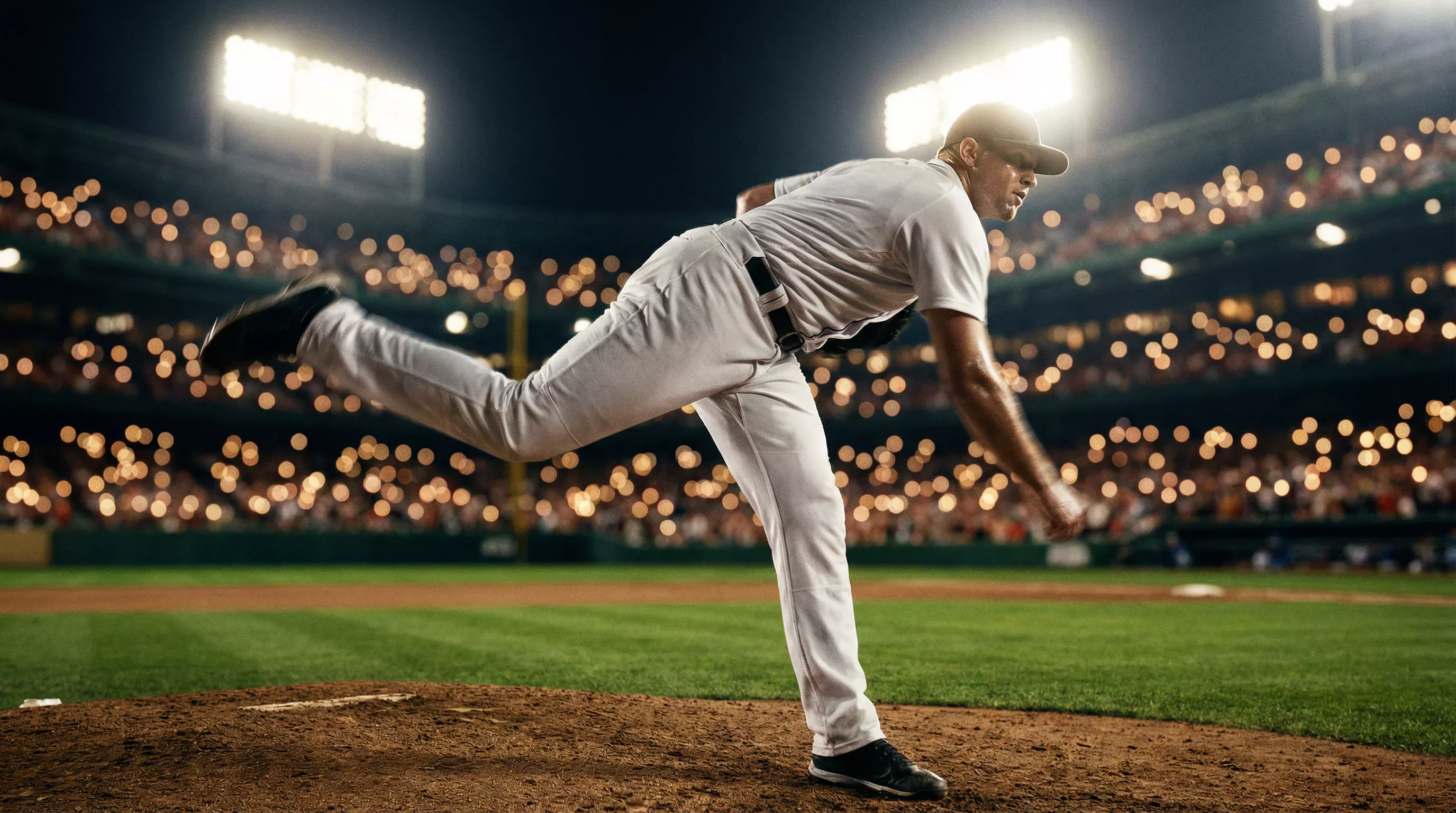 Lanceur partant MLB sur le monticule en position de lancer