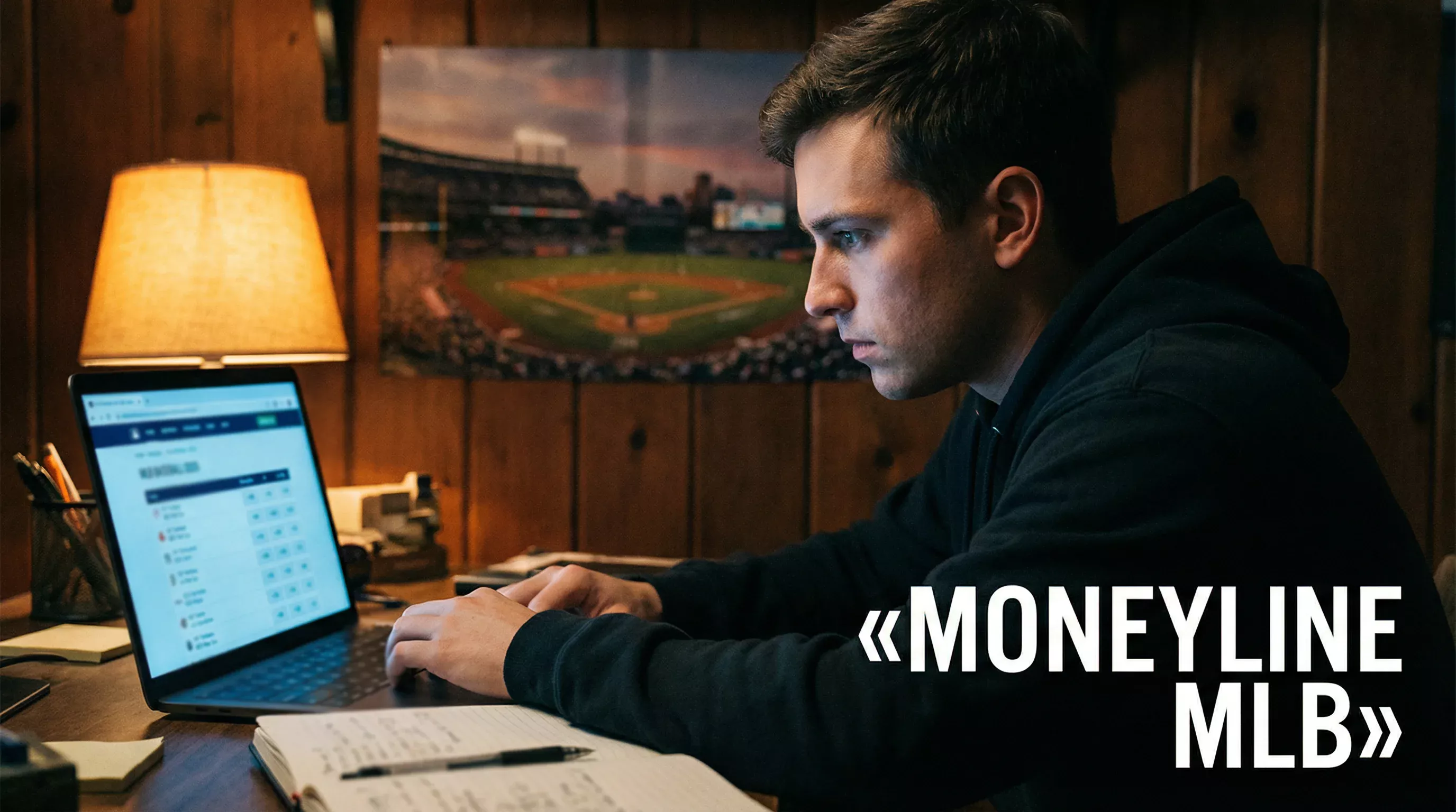 Parieur analysant les cotes moneyline d'un match de baseball MLB